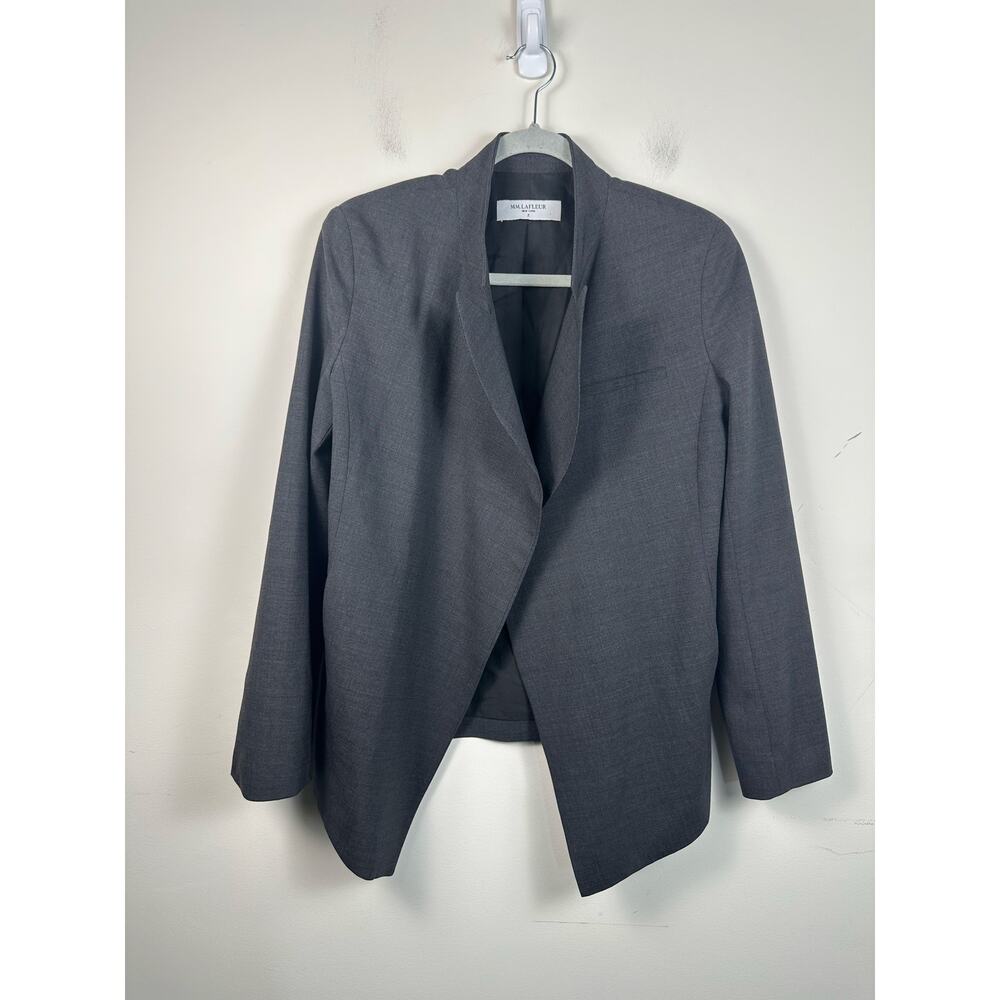 MM LaFleur Oliver 2.0 Blazer Women Size 4 Grey‎ Excellent Wool Blend Open Front